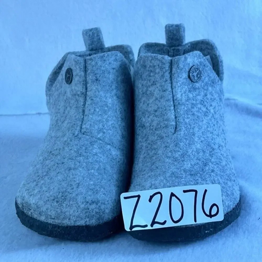 BIRKENSTOCK Shoes Slippers Kids 11 Andermatt Shearling Light Grey Wool Felt